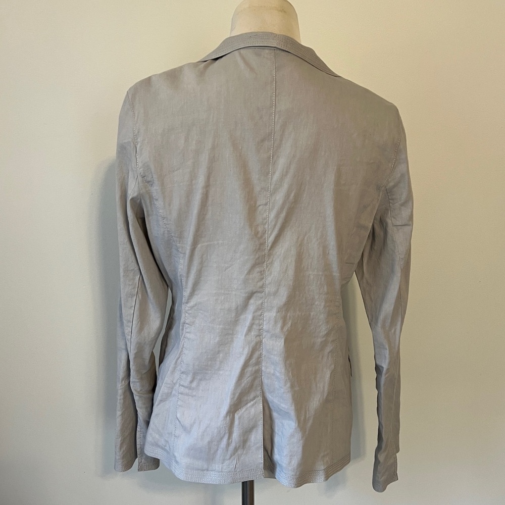 Eileen Fisher Linen Viscose Stretch Open Front Blazer Gray Small - Picture 2 of 5